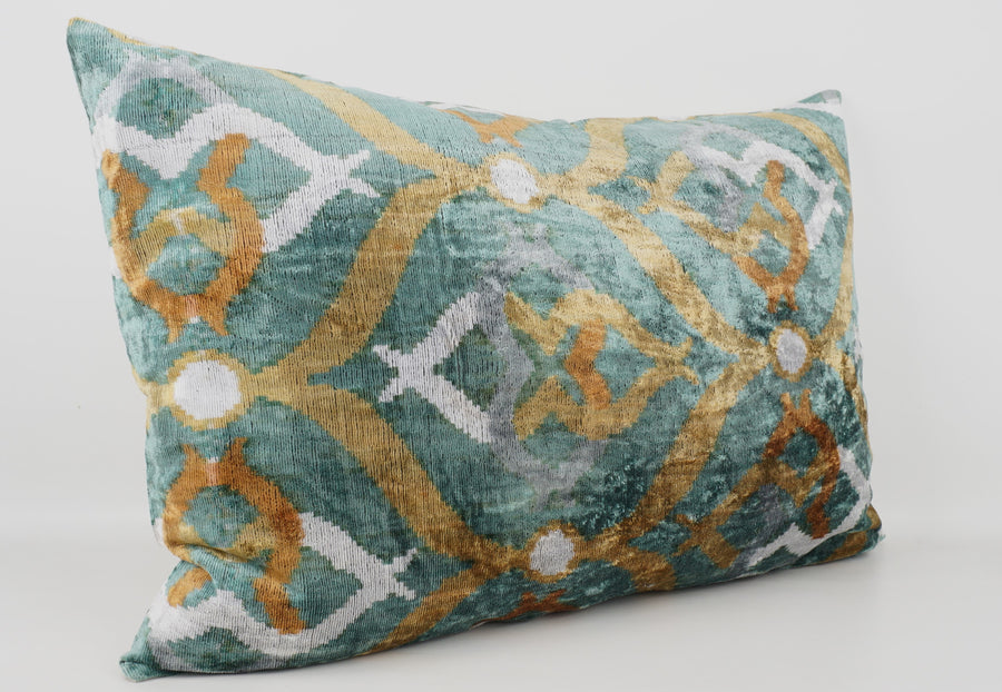 HANDMADE- IKAT SILK/VELVET PILLOWCASE