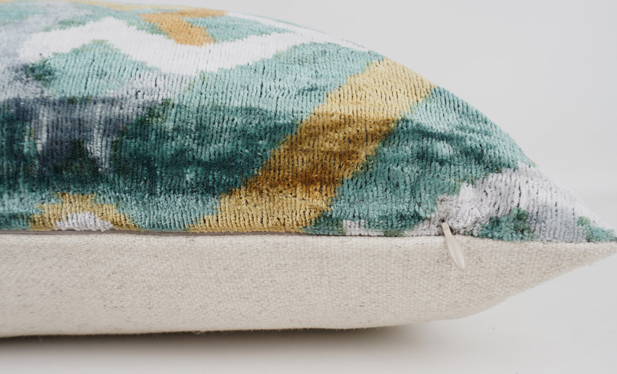 HANDMADE- IKAT SILK/VELVET PILLOWCASE