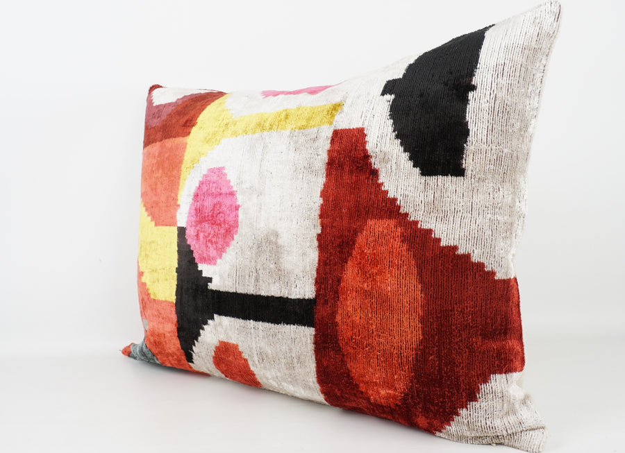 HANDMADE- IKAT SILK/VELVET PILLOWCASE