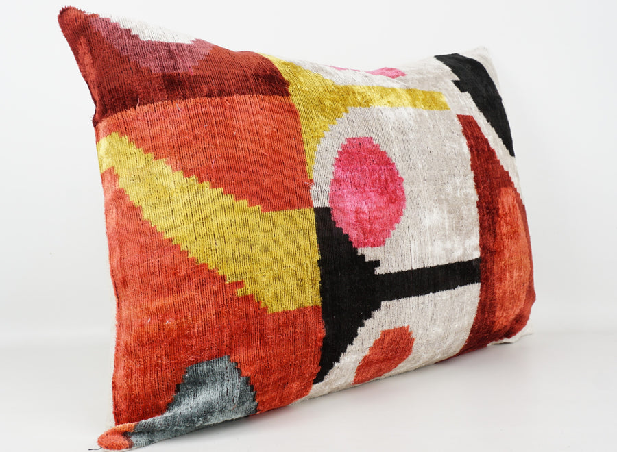 HANDMADE- IKAT SILK/VELVET PILLOWCASE