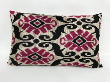 HIPPIE PINK TRIBAL - IKAT SILK/VELVET PILLOW
