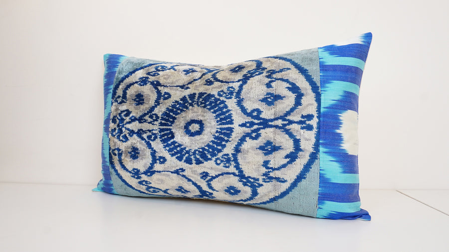 Ikat Velvet  Patchwork Pillow Cover