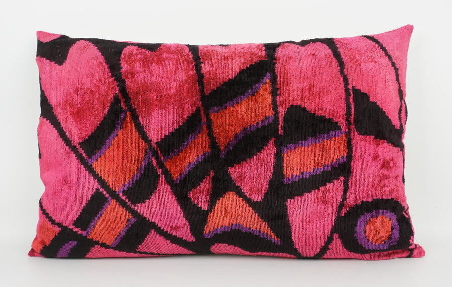 HANDMADE- IKAT SILK/VELVET PILLOWCASE