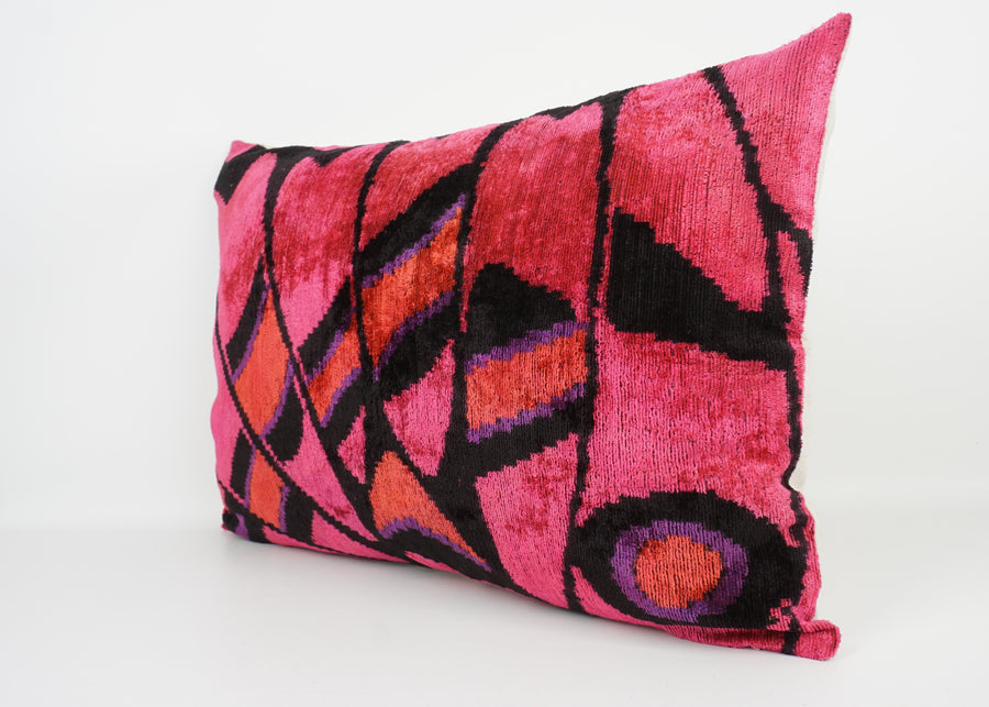 HANDMADE- IKAT SILK/VELVET PILLOWCASE