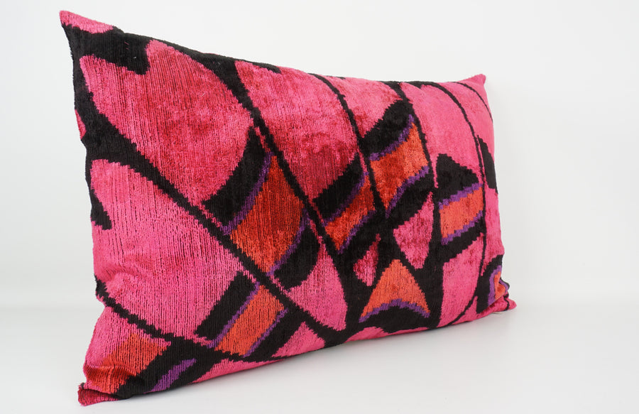 HANDMADE- IKAT SILK/VELVET PILLOWCASE