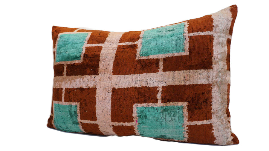 RAW SIENNA DESIGN- IKAT SILK/VELVET PILLOWCASE