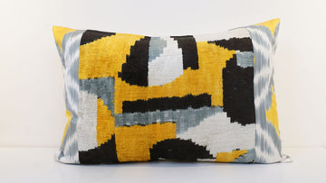 Ikat Velvet  Patchwork Pillow Cover