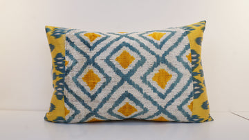 Ikat Velvet  Patchwork Pillow Cover