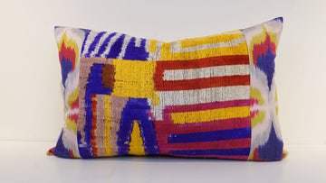 Ikat Velvet  Patchwork Pillow Cover