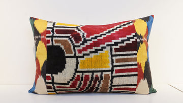 Ikat Velvet  Patchwork Pillow Cover