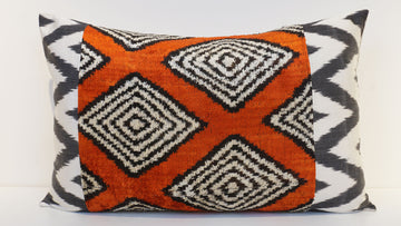 Ikat Velvet  Patchwork Pillow Cover