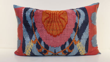 Ikat Velvet  Patchwork Pillow Cover