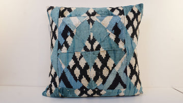 Ikat Velvet  Patchwork Pillow Cover