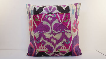 Ikat Velvet  Patchwork Pillow Cover