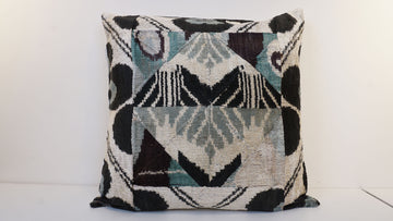 Ikat Velvet  Patchwork Pillow Cover