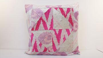 Ikat Velvet  Patchwork Pillow Cover