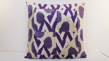 Ikat Velvet  Patchwork Pillow Cover