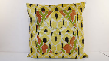 Ikat Velvet  Patchwork Pillow Cover