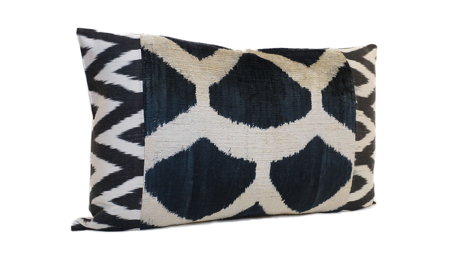 Ikat Velvet  Patchwork Pillow Cover