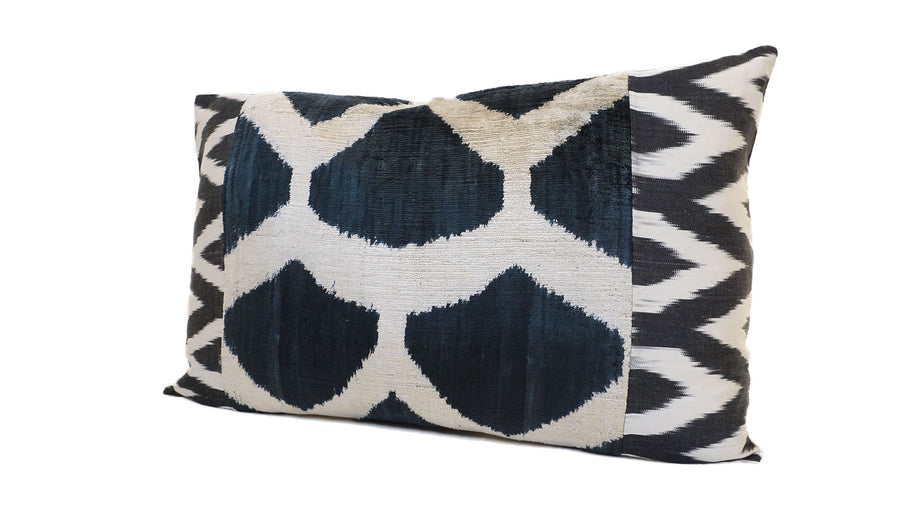 Ikat Velvet  Patchwork Pillow Cover