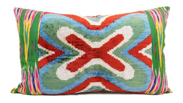 Ikat Velvet  Patchwork Pillow Cover