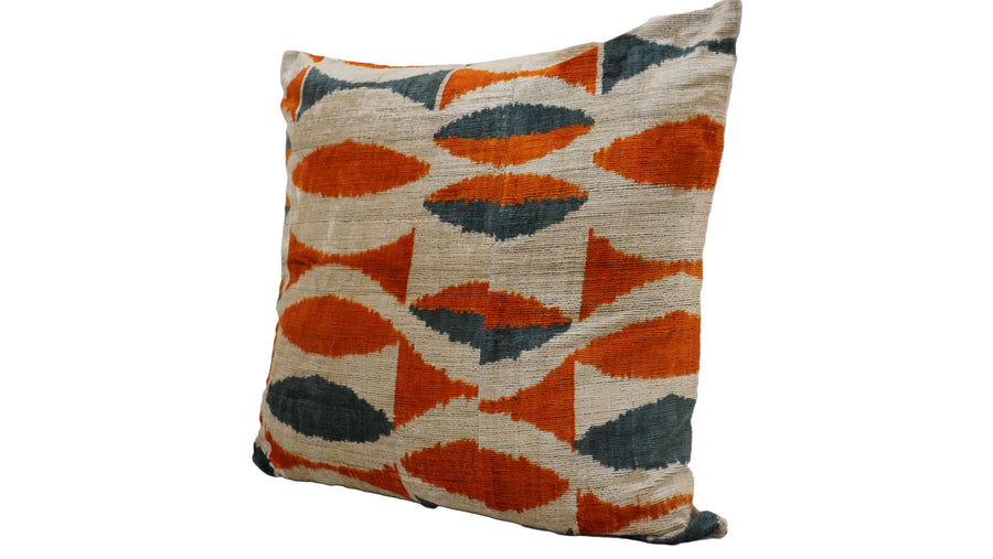 HOT CINNAMON- IKAT SILK/VELVET PILLOW