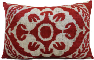 ROOF TERRACOTTA- IKAT SILK/VELVET PILLOWCASE