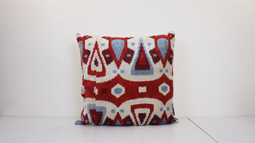 Ikat Velvet Pillow Cover, 20'' x 20'' , İkat Velvet Square Pillow,