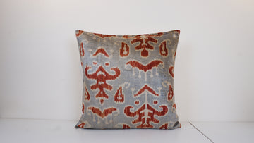 Ikat Velvet Pillow Cover, 20'' x 20'' , İkat Velvet Square Pillow,