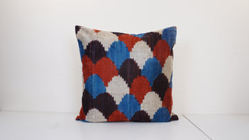 Ikat Velvet Pillow Cover, 20'' x 20'' , İkat Velvet Square Pillow,