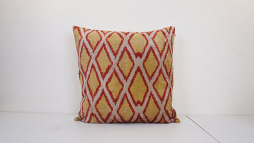 Ikat Velvet Pillow Cover, 20'' x 20'' , İkat Velvet Square Pillow,