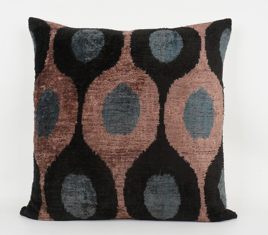 HANDMADE- IKAT SILK/VELVET PILLOWCASE