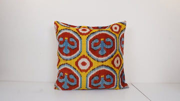 Ikat Velvet Pillow Cover, 20'' x 20'' , İkat Velvet Square Pillow,