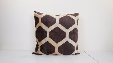 Ikat Velvet Pillow Cover, 20'' x 20'' , İkat Velvet Square Pillow,