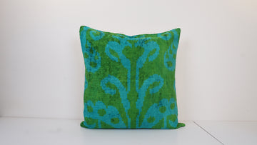 Ikat Velvet Pillow Cover, 20'' x 20'' , İkat Velvet Square Pillow,