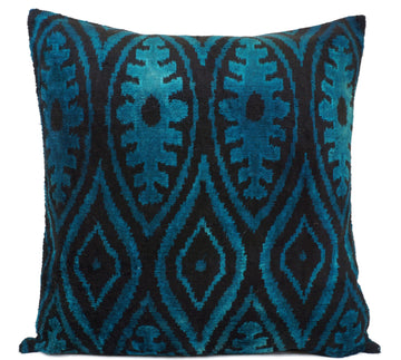 Ikat Velvet Pillow Cover, 20'' x 20'' , İkat Velvet Square Pillow,
