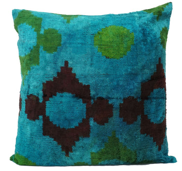Ikat Velvet Pillow Cover, 20'' x 20'' , İkat Velvet Square Pillow,