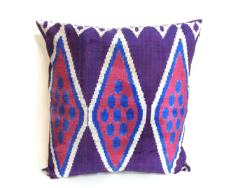 İkat Velvet Pillow Cover, 20'' x 20'' , İkat Velvet Square Pillow,