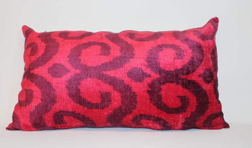 Velvet Ikat Pillow Cover - 15'' x 26'' Ikat Pillows Decorative Pillow Lumbar Pink Red Accent Pillow Pink Couch Pillows Sofa Large Pillows