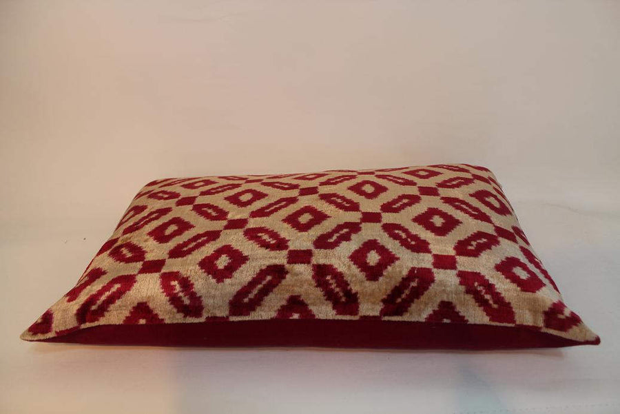 Velvet ikat Pillow - 16'' x 24'' Handmade Decorative Pillow,Traditional Ethnic Pillowcase, Modern Soft Decorative Pillow For Couch