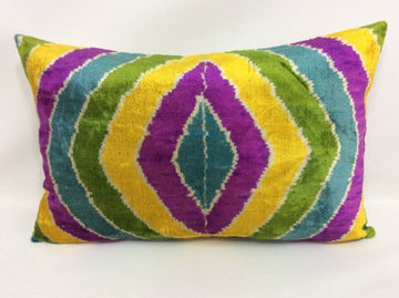 Ikat Velvet Pillow -  16'' x 24''   Pillow Accent Sofa Pillows Ikat Lumbar Pillow Cover Velvet Pillow Cover Organic Pillow