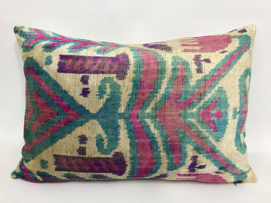 Ikat Pillow Case -  16'' x 24'' Ikat Velvet Pillow Cover