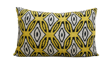 İkat Velvet Pillow Cover, 16'' x 24'' , Decorative Pillow, Handmade Silk Pillow, İkat Lumbar Pillow,  Shipping with Fedex 1-3 days