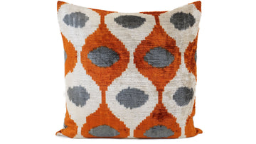İkat Velvet Pillow Cover, 20'' x 20'' , Decorative Pillow, Handmade Silk Pillow,İkat Square Pillow, Shipping with Fedex 1-3 days