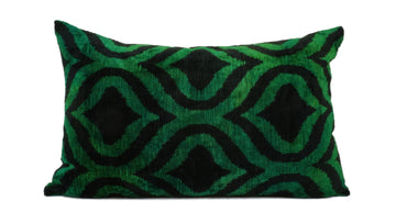 İkat Velvet Pillow Cover, 16'' x 24'' , Decorative Pillow, Handmade Silk Pillow, İkat Lumbar Pillow,  Shipping with Fedex 1-3 days