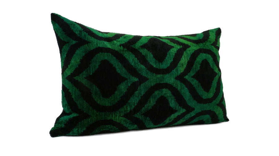 İkat Velvet Pillow Cover, 16'' x 24'' , Decorative Pillow, Handmade Silk Pillow, İkat Lumbar Pillow,  Shipping with Fedex 1-3 days