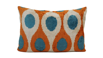 İkat Velvet Pillow Cover, 16'' x 24'' , Decorative Pillow, Handmade Silk Pillow, İkat Lumbar Pillow,  Shipping with Fedex 1-3 days