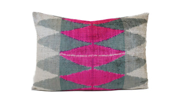 İkat Velvet Pillow Cover, 16'' x 24'' , Decorative Pillow, Handmade Silk Pillow, İkat Lumbar Pillow,  Shipping with Fedex 1-3 days