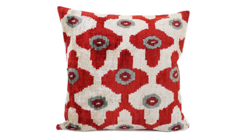İkat Velvet Pillow Cover, 20'' x 20'' , Decorative Pillow, Handmade Silk Pillow,İkat Square Pillow, Shipping with Fedex 1-3 days