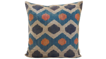 İkat Velvet Pillow Cover, 20'' x 20'' , Decorative Pillow, Handmade Silk Pillow,İkat Square Pillow, Shipping with Fedex 1-3 days